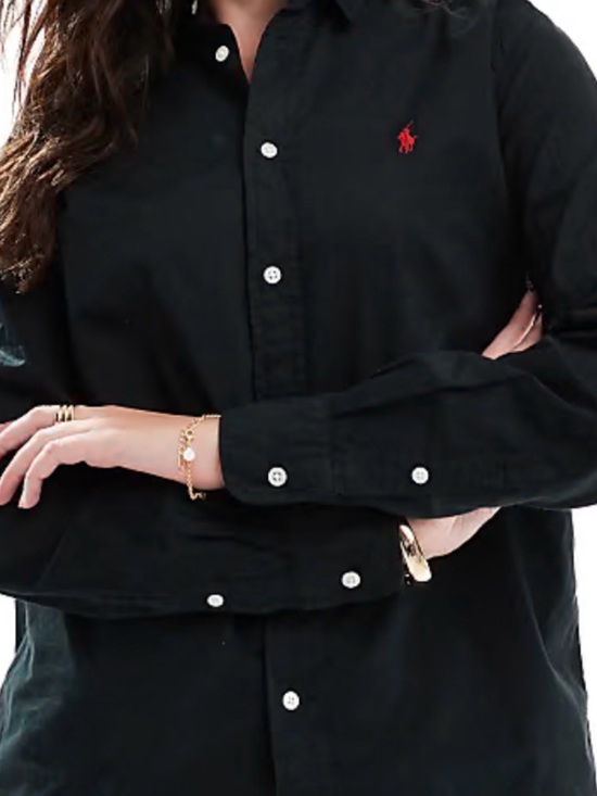 Ralph Lauren Tops - Ralph Lauren Black Button-Down Shirt with Red Logo